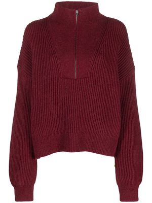 Closed half-zip wool-blend jumper - Red