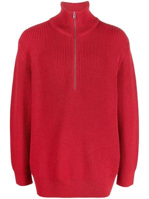 Closed high-neck long-sleeve jumper - Red