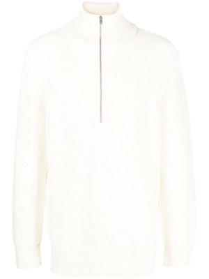 Closed high-neck long-sleeve jumper - White