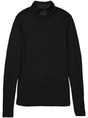 Closed high-neck lyocell jumper - Black