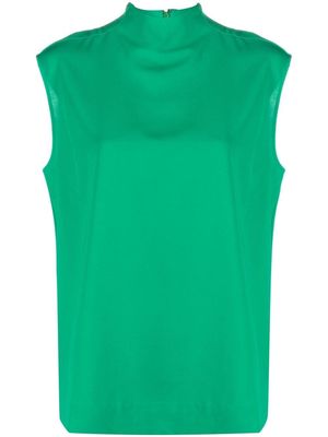 Closed high-neck sleeveless blouse - Green