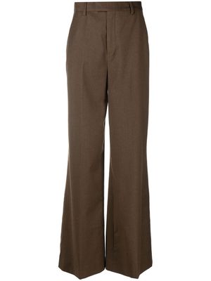 Closed high-waisted straight-leg trousers - Brown