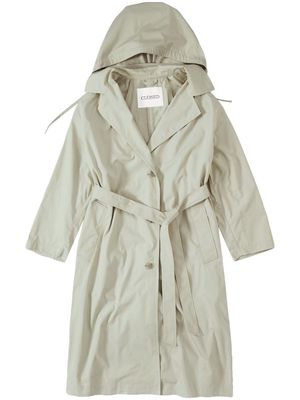 Closed hooded belted trench coat - Neutrals