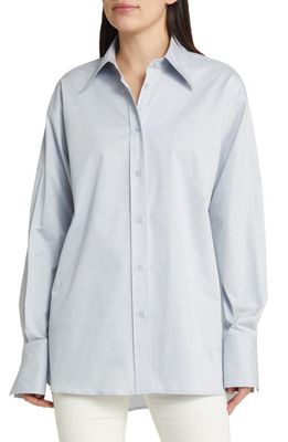 Closed Iconic Solid Stretch Cotton Button-Up Shirt in Soft Blue