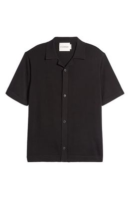 Closed Knit Button-Up Shirt in Black