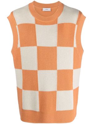 Closed knitted sleeveless sweater - Orange