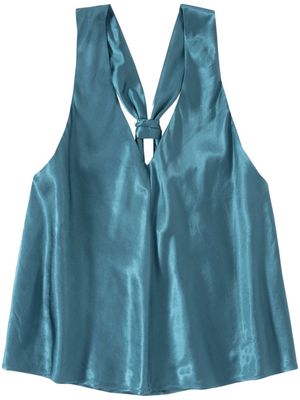 Closed knot-detail satin top - Blue