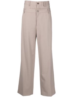 Closed layered straight-leg trousers - Neutrals