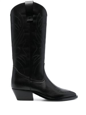 Closed leather cowboy boots - Black