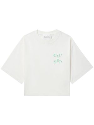 Closed logo-embroidered cropped T-shirt - White