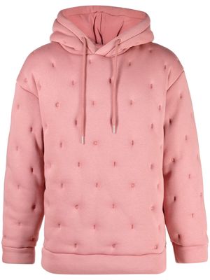 Closed logo-embroidered quilted hoodie - Pink