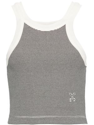 Closed logo-embroidered striped tank top - Black