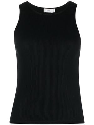 Closed logo-patch ribbed tank top - Black