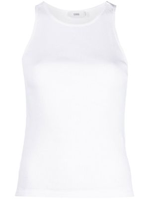 Closed logo-patch ribbed tank top - White