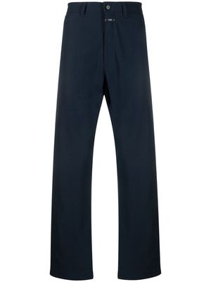 Closed logo-patch straight-leg trousers - Blue