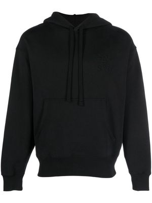 Closed long-sleeve cotton hoodie - Black