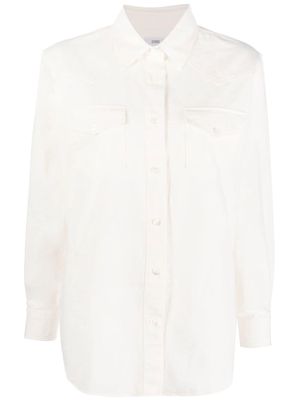 Closed long-sleeve cotton shirt - White