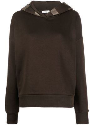 Closed long-sleeve drop-shoulder hoodie - Brown