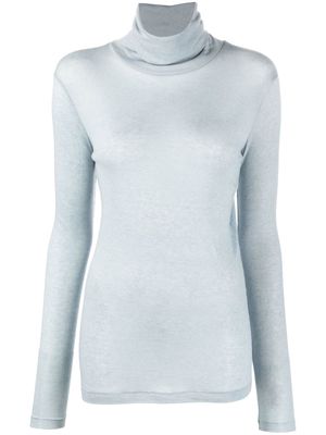 Closed long-sleeve knitted top - Blue