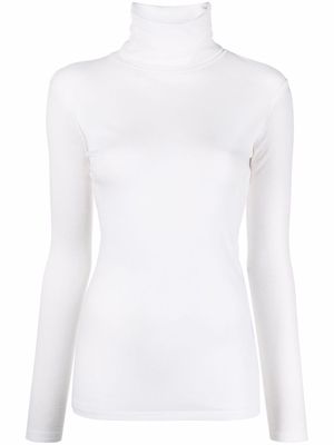 Closed long-sleeve knitted top - White