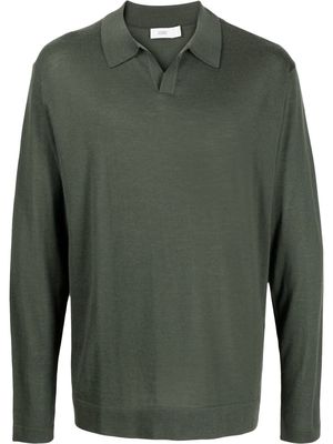 Closed long-sleeve polo shirt - Green