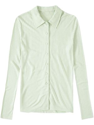 Closed long-sleeve ribbed shirt - Green