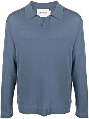 Closed long-sleeved cashmere polo shirt - Blue