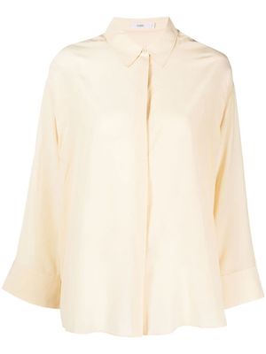 Closed long wide-sleeved silk shirt - Neutrals