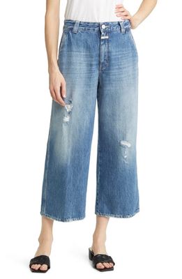Closed Melfort High Waist Crop Wide Leg Organic Cotton Jeans in Mid Blue