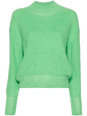 Closed mock-neck fine-knit jumper - Green