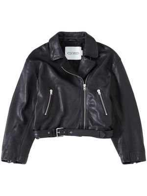 Closed nappa leather biker jacket - Black