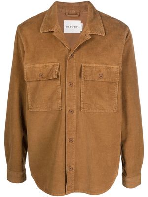 Closed notched-collar corduroy shirt - Brown