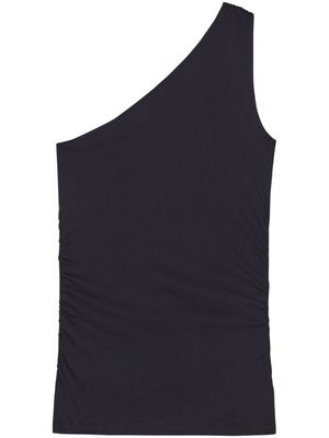 Closed one-shoulder organic-cotton tank top - Black