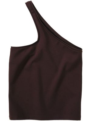 Closed one-shoulder sleeveless top - Brown