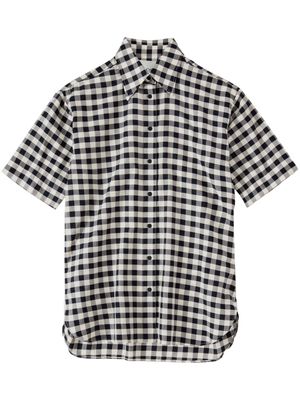 Closed oversized checked cotton shirt - White