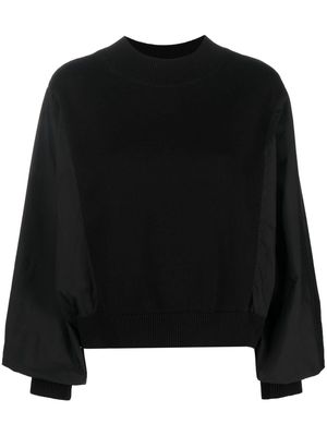 Closed panelled crew-neck knitted top - Black