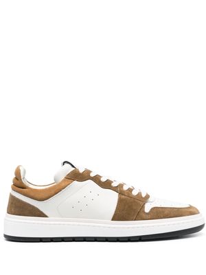 Closed panelled leather low-top sneakers - White