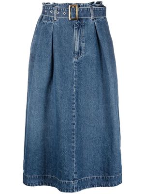 Closed paperbag-waist denim skirt - Blue