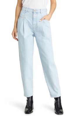 Closed Pearl Pleated High Waist Straight Leg Jeans in Light Blue