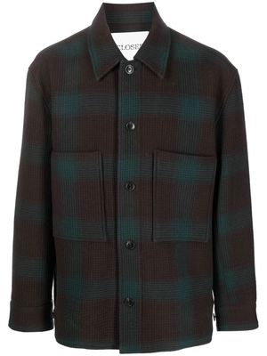 Closed plaid-check wool overshirt jacket - Green