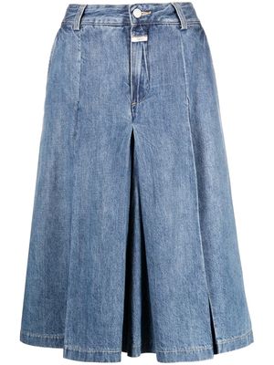 Closed pleated denim skirt - Blue