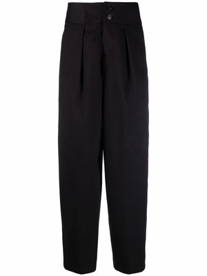 Closed pleated-detail straight trousers - Black
