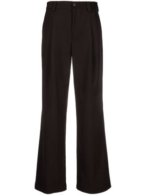 Closed pleated flared trousers - Brown