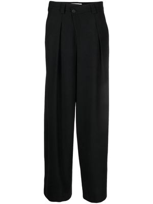 Closed pleated wide-leg trousers - Black
