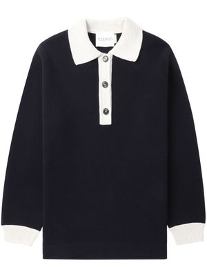 Closed polo-collar contrasting-trim sweatshirt - Black