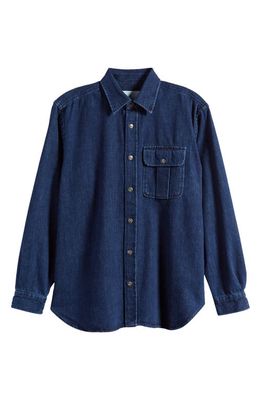 Closed Relaxed Fit Denim Button-Up Shirt in Dark Blue