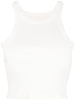 Closed rib-knit cropped tank top - White