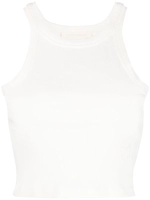 Closed ribbed cropped tank top - White