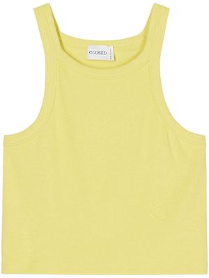 Closed ribbed cropped tank top - Yellow