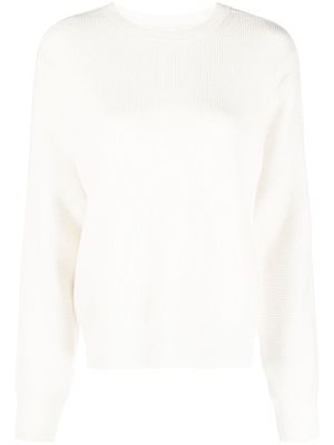 Closed ribbed-knit long-sleeved jumper - White